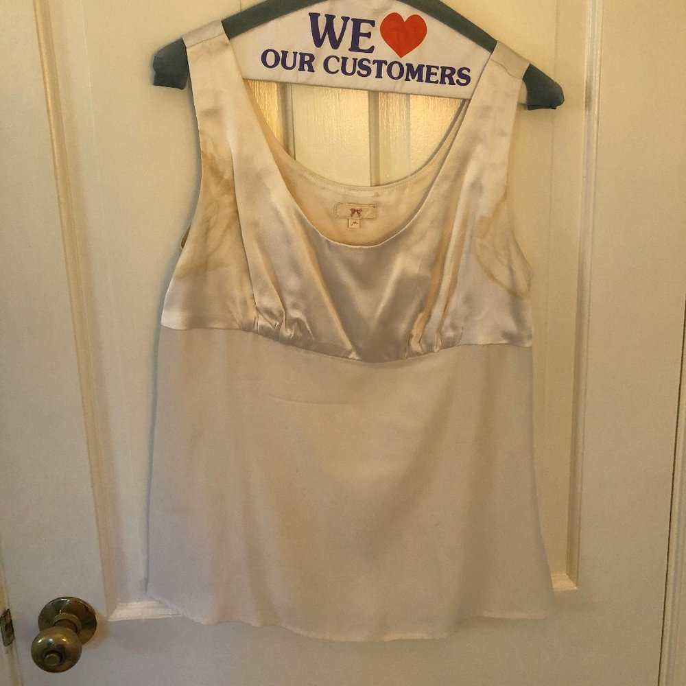 Silk flowy white top